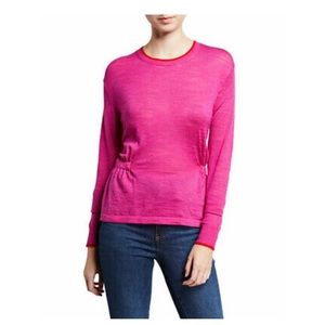 Veronica Beard Charlene Cinched Wool Pullover Sweater Pink Size